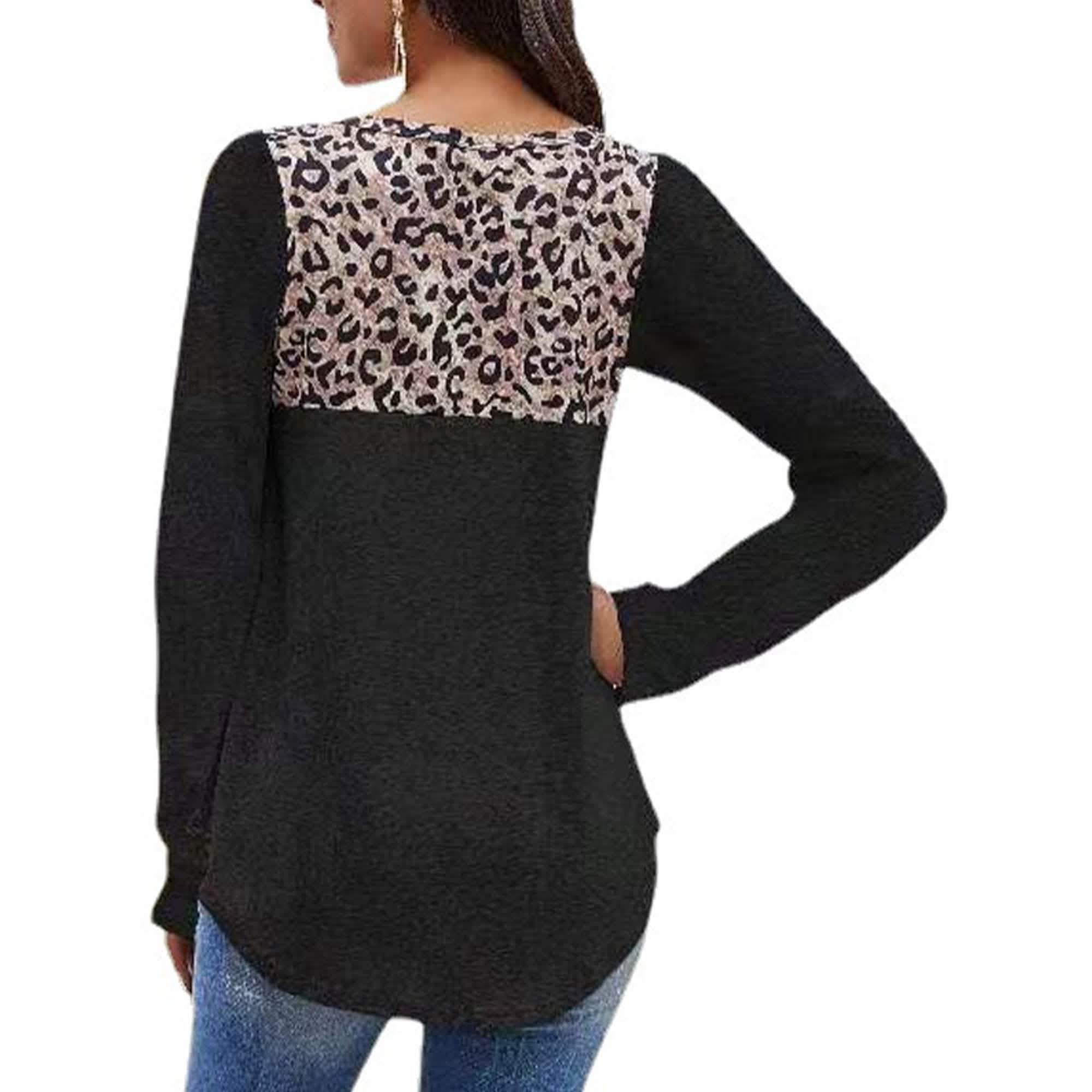 Womens Loose Tops Long Sleeve Tunic Color Block Casual Shirts