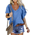 Women's T-Shirt Solid V-Neck Basic Casual Top