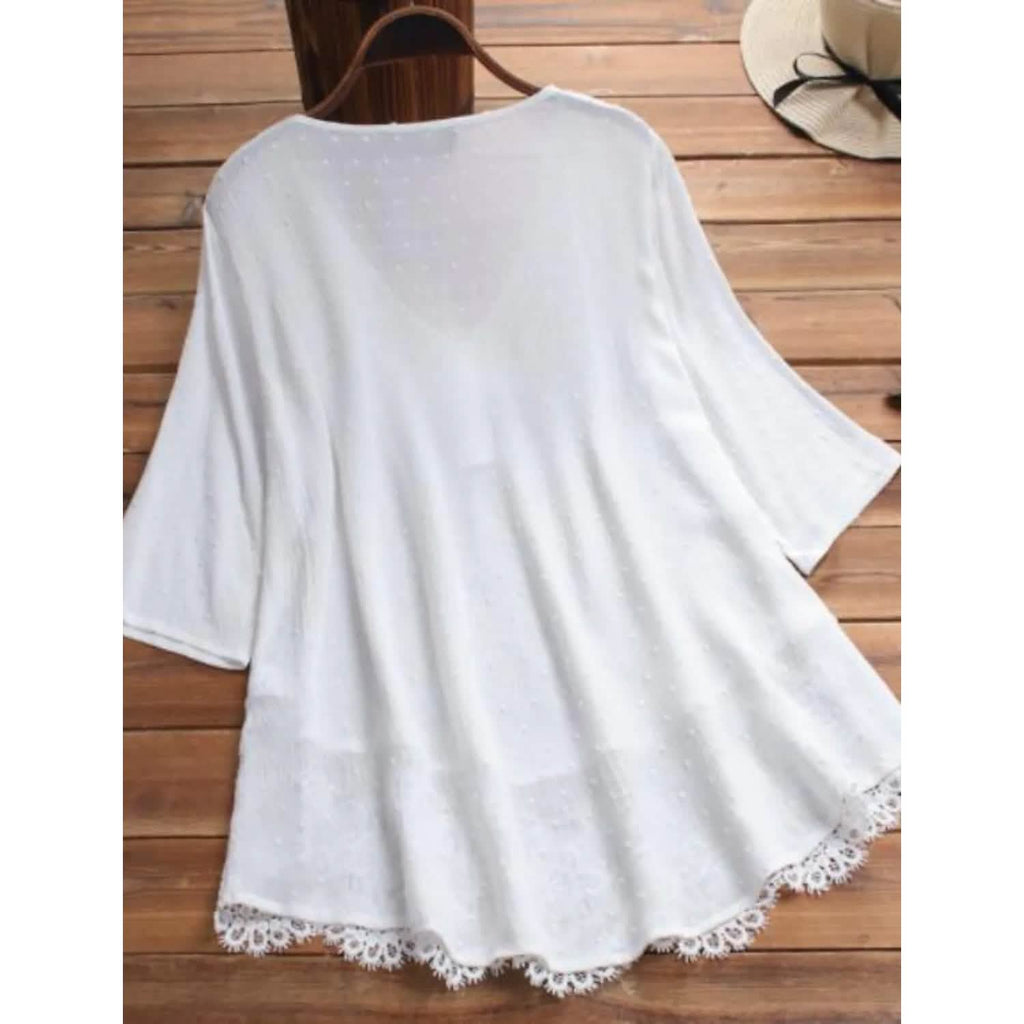 Women's V-Neck Floral Lace Top